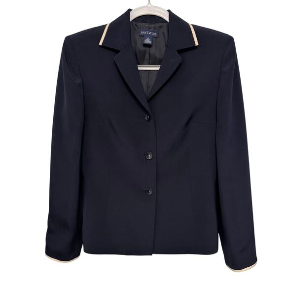 Vintage Y2K Ann Taylor Women's Jacket Size 2 Blue Navy 100% Silk - Picture 1 of 7